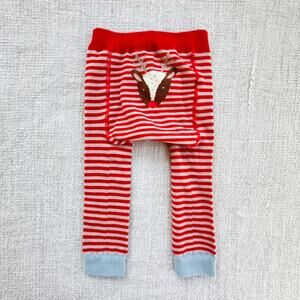 Baby Boden Red Striped Reindeer Tights EUC 0-3mo